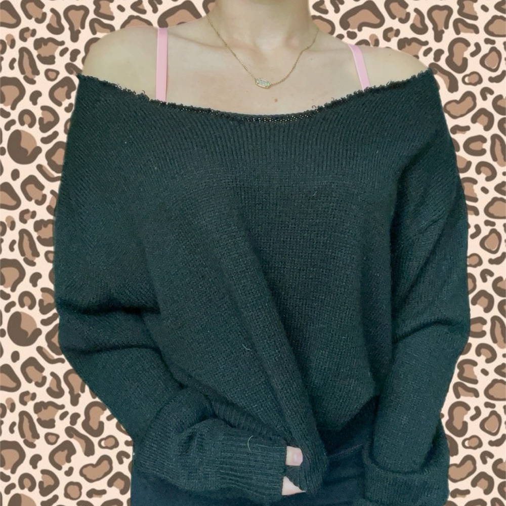 Black Off-the-Shoulder Sweater